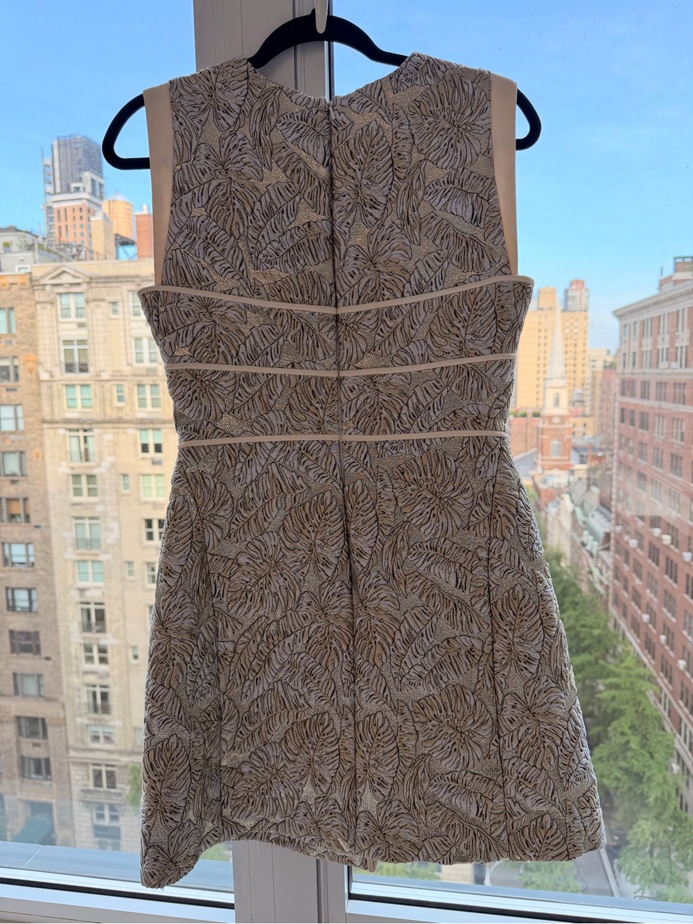 J. Mendel Ivory and Beige Leaf-Pattern Mini Dress - Picture 5 of 6